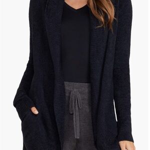Women's Black Barefoot Dreams CozyChic Lite Circle Cardigan